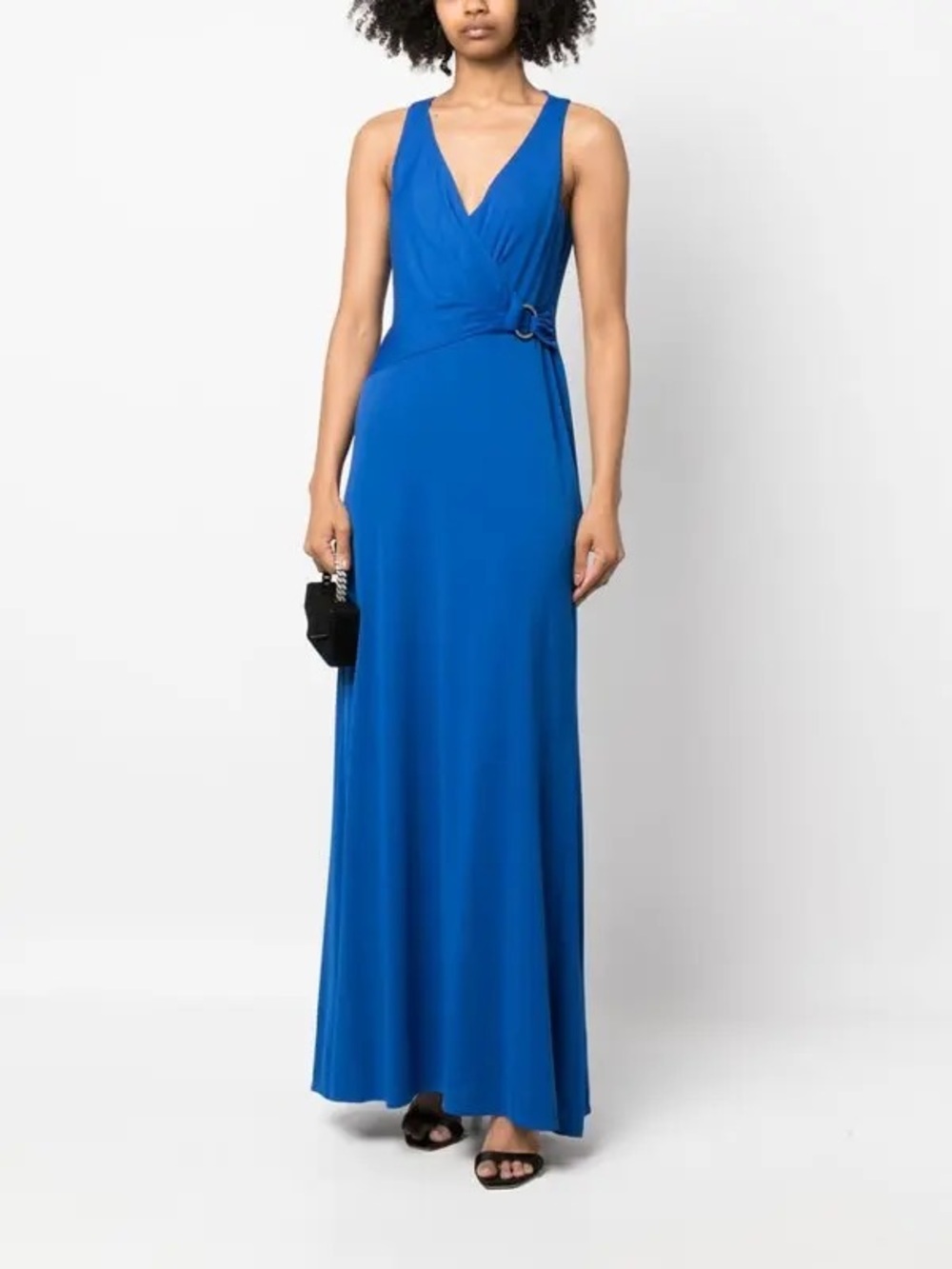 NWT Lauren Ralph Lauren Royal Blue Maxi Dress Size 6 Draped Buckle